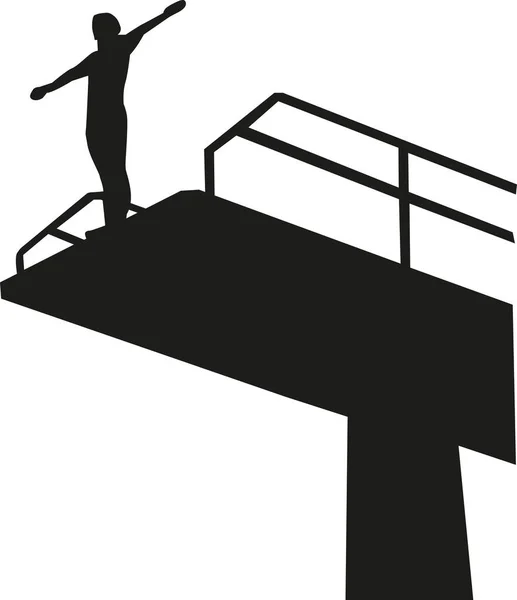 L'uomo si erge su una piattaforma subacquea alta 27 metri — Vettoriale Stock