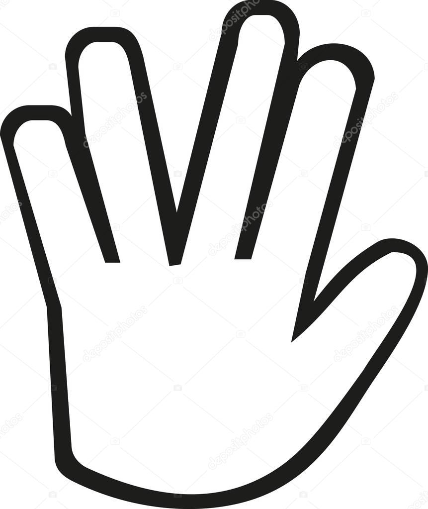 Hand with vulcan greet icon