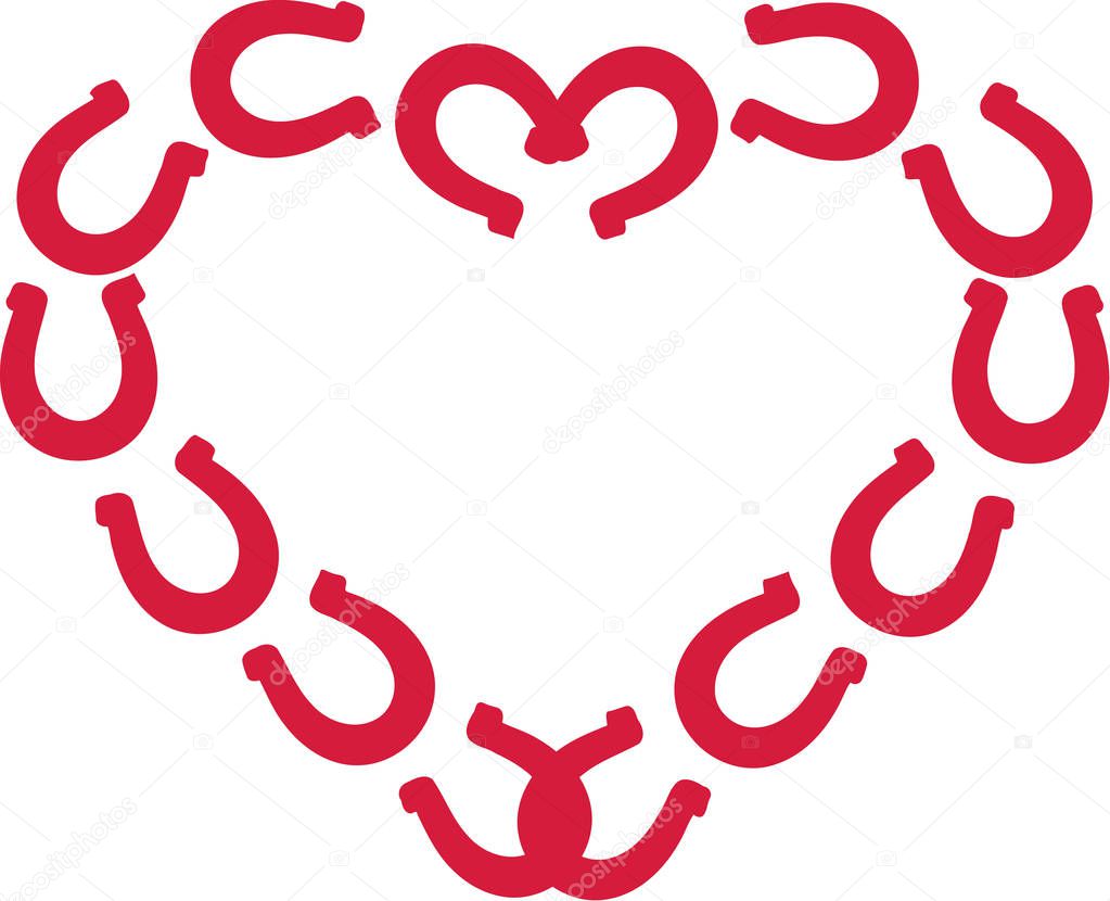 Heart outline of horseshoes