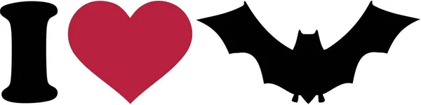 Я люблю Bat икона — стоковый вектор