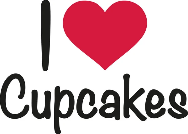 Me encantan los cupcakes escritos a mano — Vector de stock