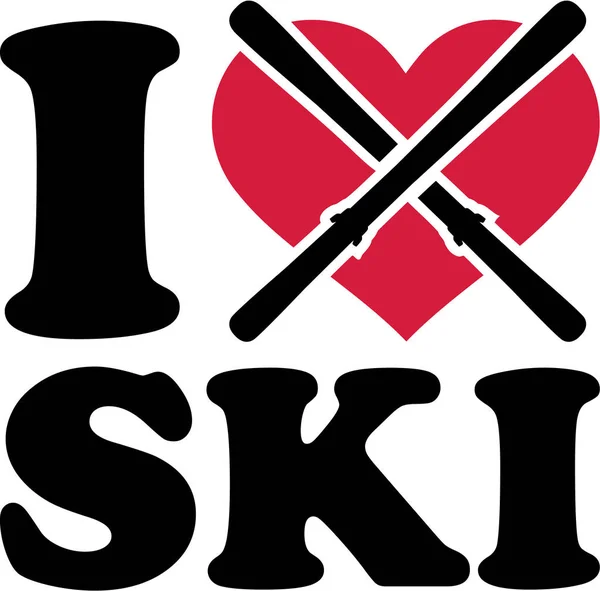 Me encanta esquiar — Vector de stock