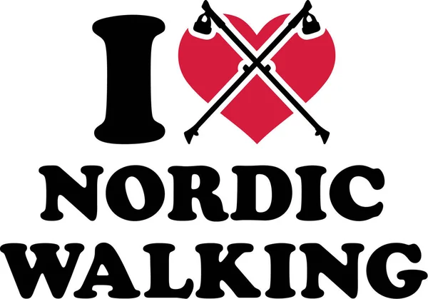 I Herz Nordic Walking — Stockvektor