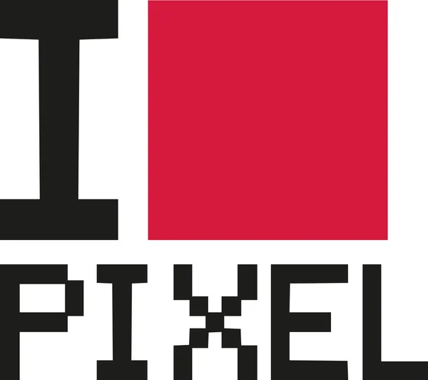 Λατρεύω το pixel με κόκκινη πλατεία — Διανυσματικό Αρχείο
