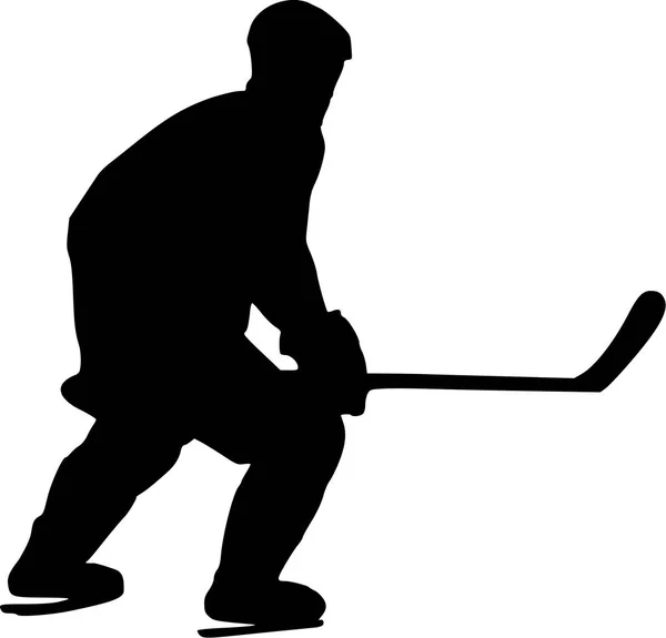 Silhouette giocatore di hockey — Vettoriale Stock