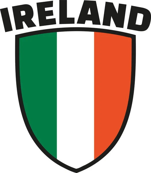 Irlanda parola con emblema bandiera irlandese — Vettoriale Stock