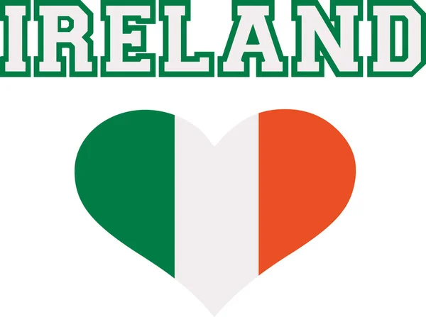 Irlanda palavra com coração listrado em verde laranja branco —  Vetores de Stock