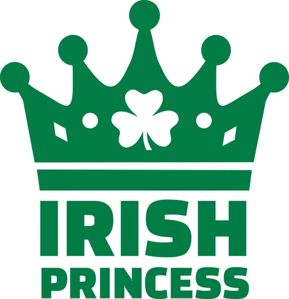 Irish princess with crown and clover — Stock Vector
