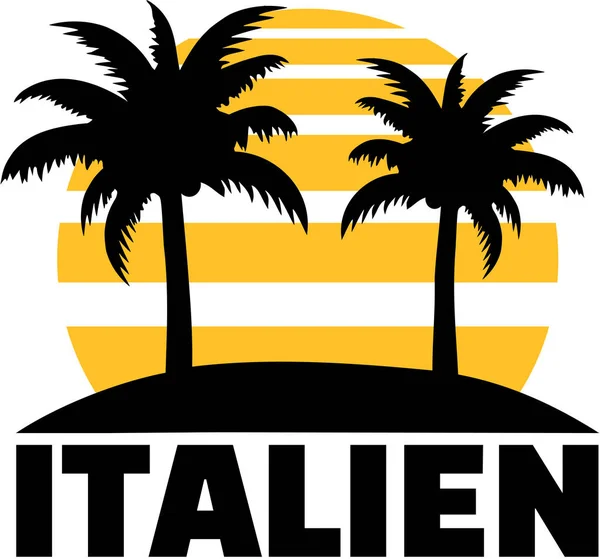 Italien med palm och solen. Tyska. — Stock vektor