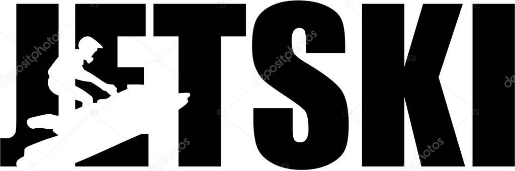 Jet ski word with silhouette