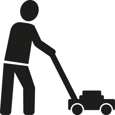 Çim biçme makinesi bahçıvanla simgesi