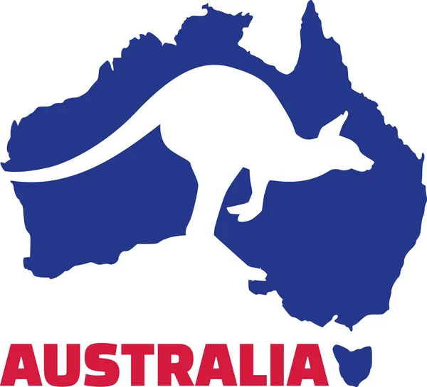 Карта Австралии с кенгуру и названием — стоковый вектор