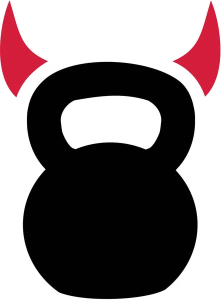 Kettlebell avec cornes du diable — Image vectorielle
