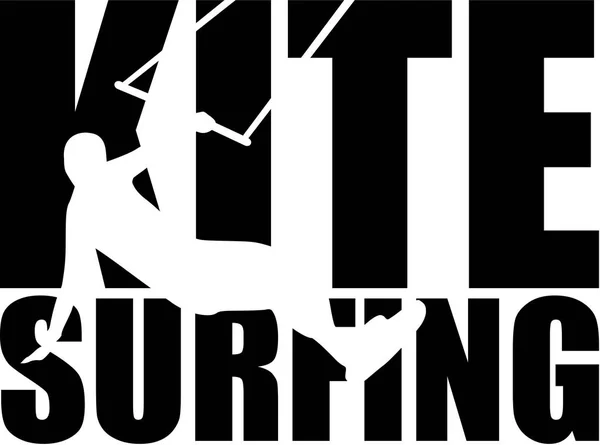 Palavra Kitesurf com silhueta — Vetor de Stock