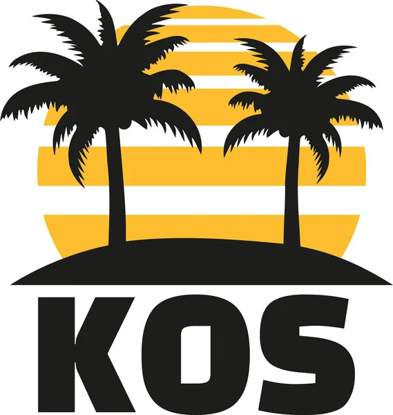 Kos Vacaciones bajo palmeras — Vector de stock