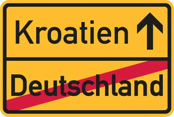 Von deutschland nach kroatien - deutsches Dorfschild — Stockvektor