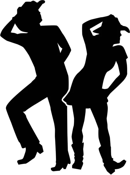Ligne dansant silhouette homme et femme — Image vectorielle