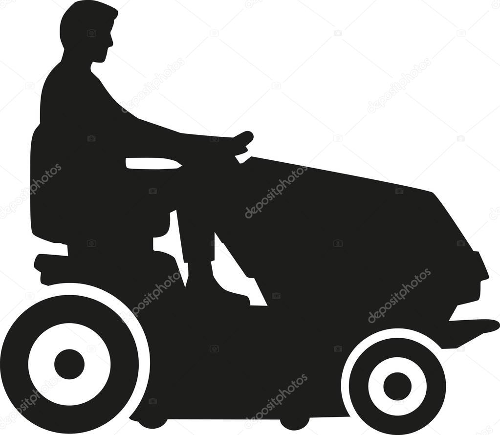 Man driving lawn mower