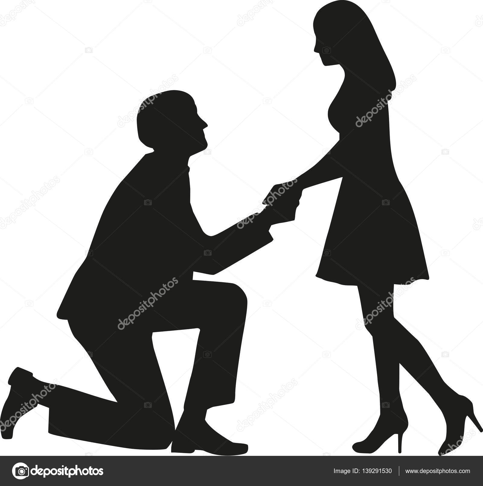 Proposal man on knees asking his wife to marry him — Stock Vector ©  miceking #139291530