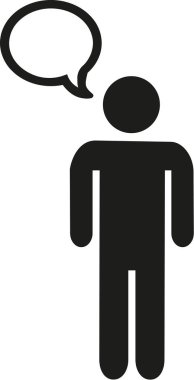 Adam konuşma balonu ile ayakta