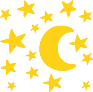 Ay ve yıldız elle çizilmiş ile gece gökyüzü