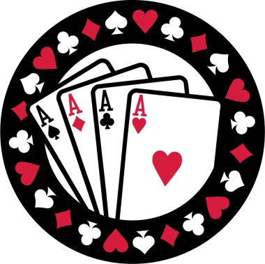 Poker amblemi dört as iskambil ile uygun
