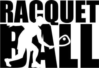 Racquetball word with silhouette clipart