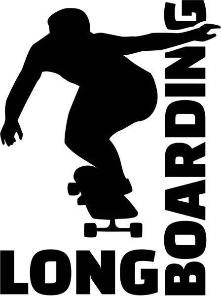 단어로 Longboard 실루엣 — 스톡 벡터