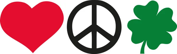 Amor paz shamrock Dia de São Patrício —  Vetores de Stock