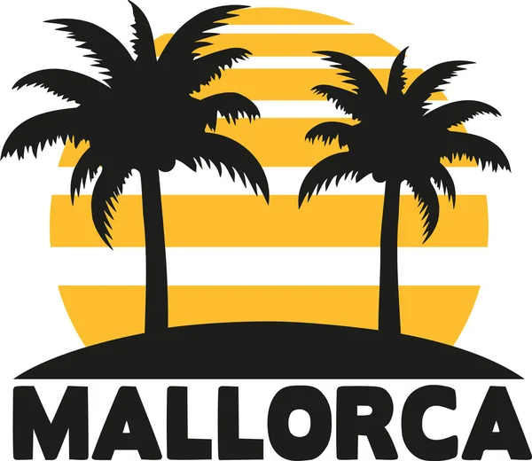 Mallorca palms and sun — Stock Vector