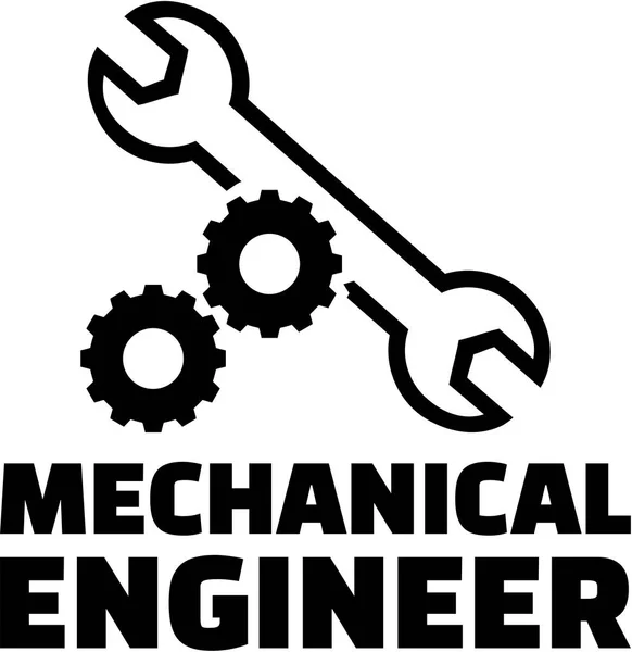 Ingénieur mécanique avec roues dentées et clé — Image vectorielle