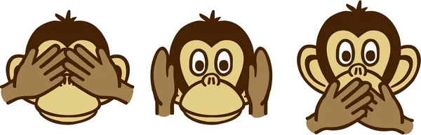 Trzy mądre małpy kreskówka — Wektor stockowy