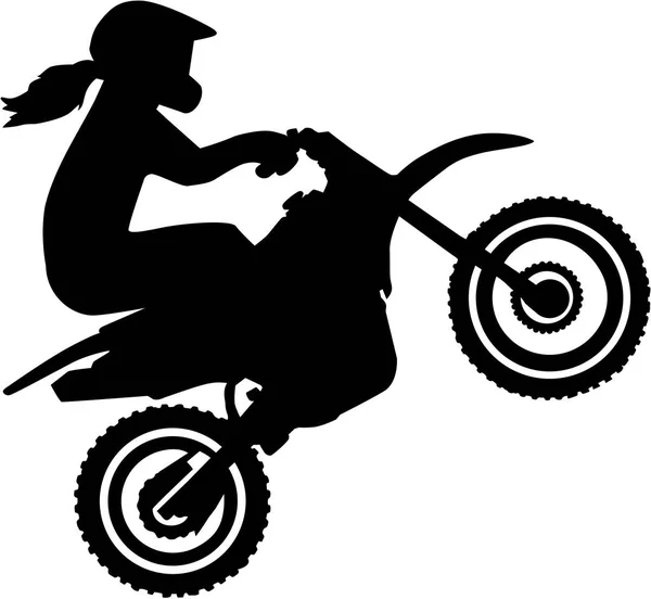 Motocross förare kvinna siluett — Stock vektor