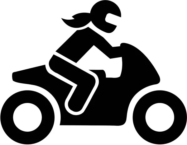 Motorbike mulher motorista ícone — Vetor de Stock