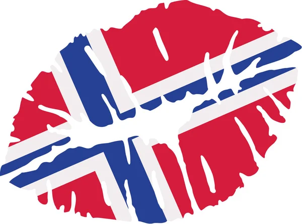 Noruega bandeira beijo — Vetor de Stock