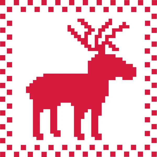 Hirsch mit norwegischem Muster — Stockvektor