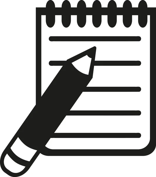 Ícone de bloco de notas e lápis —  Vetores de Stock