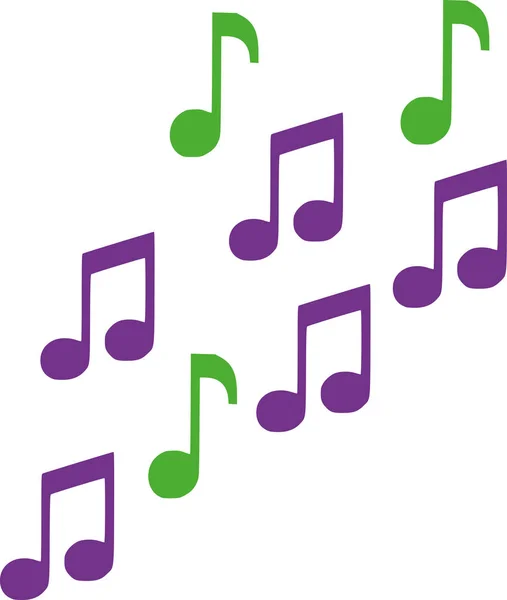Noten für grüne und lila Musik — Stockvektor