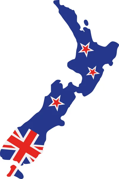 Карта Новой Зеландии с флагом — стоковый вектор
