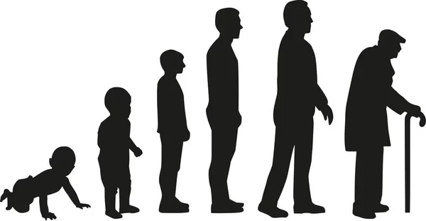 Evolution du cycle de vie - du bébé au vieil homme — Image vectorielle