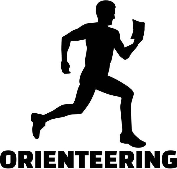 Orienteering silhouette con parola — Vettoriale Stock