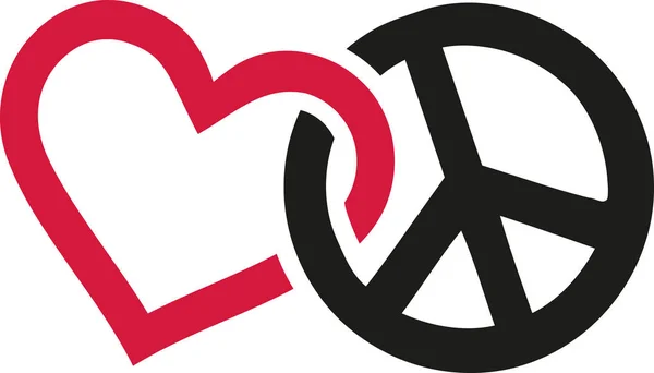 Liebe und Friedenszeichen ineinander verwoben — Stockvektor