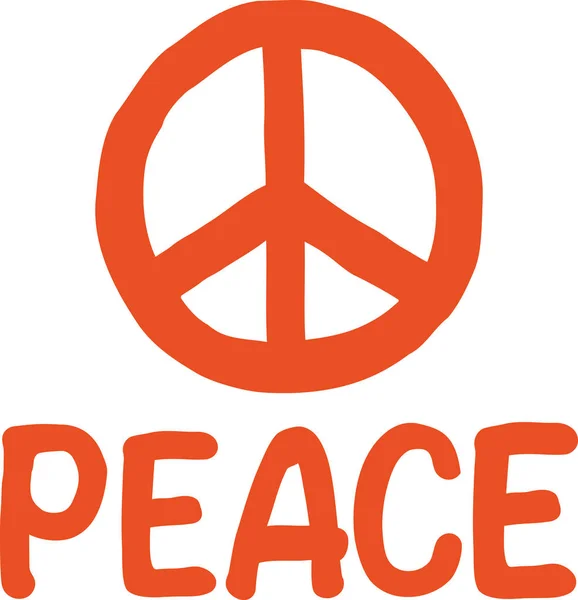 Hand drawn peace sign with word — Stock Vector