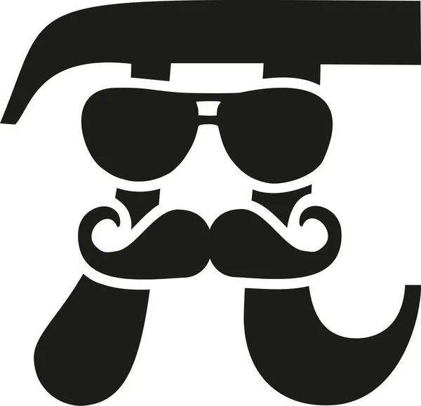 Panneau Pi avec lunettes et moustache — Image vectorielle