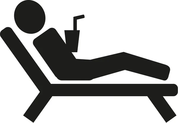 Homem deitado no pictograma do leito solar —  Vetores de Stock