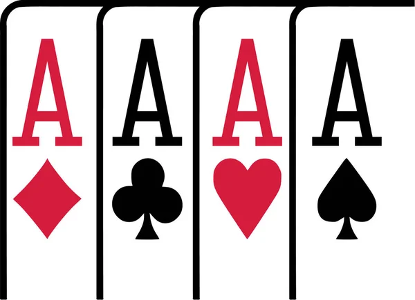 Vier Azen winnend poker speelkaarten — Stockvector