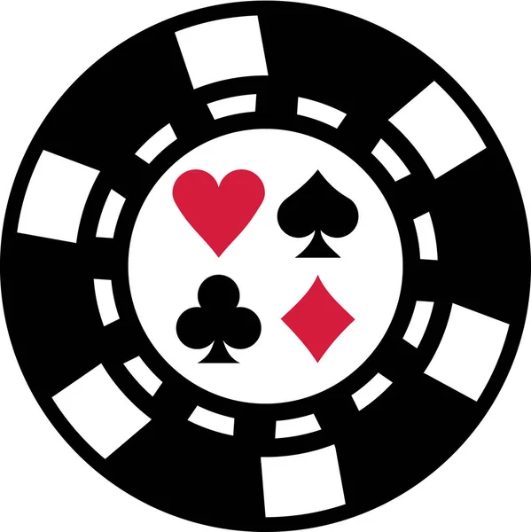 Hazardní čip s pokerové hrací karty obleky — Stockový vektor
