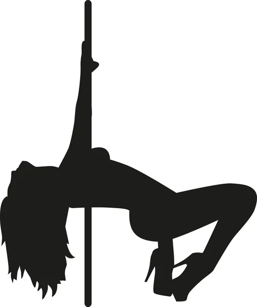 Silhouette of a pole dancing woman — Stock Vector
