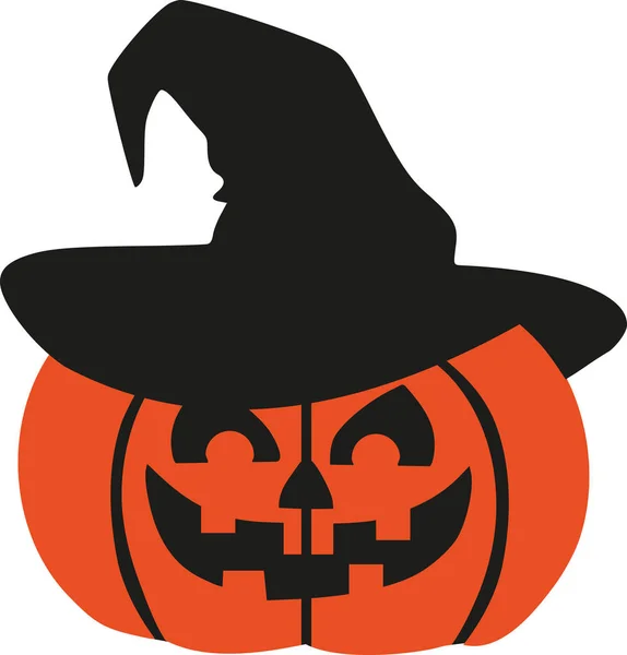 Citrouille d'Halloween avec chapeau de sorcière — Image vectorielle