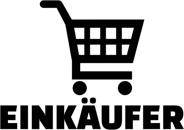 Ícone de carrinho de compras com título de trabalho comprador alemão —  Vetores de Stock